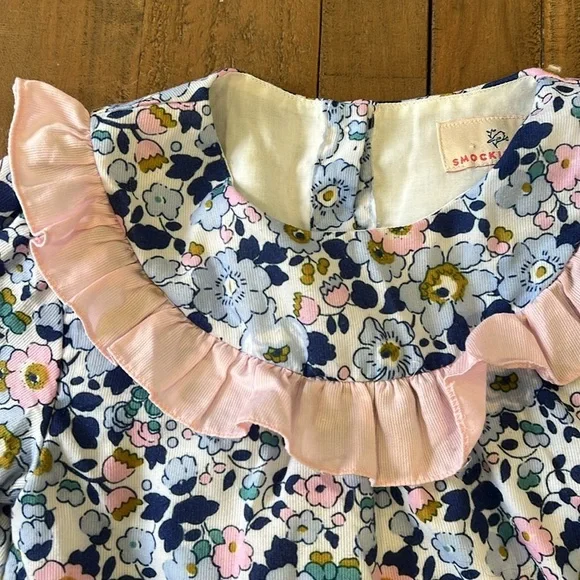 Smockingbird floral corduroy Ruffle dress - Picture 3 of 6